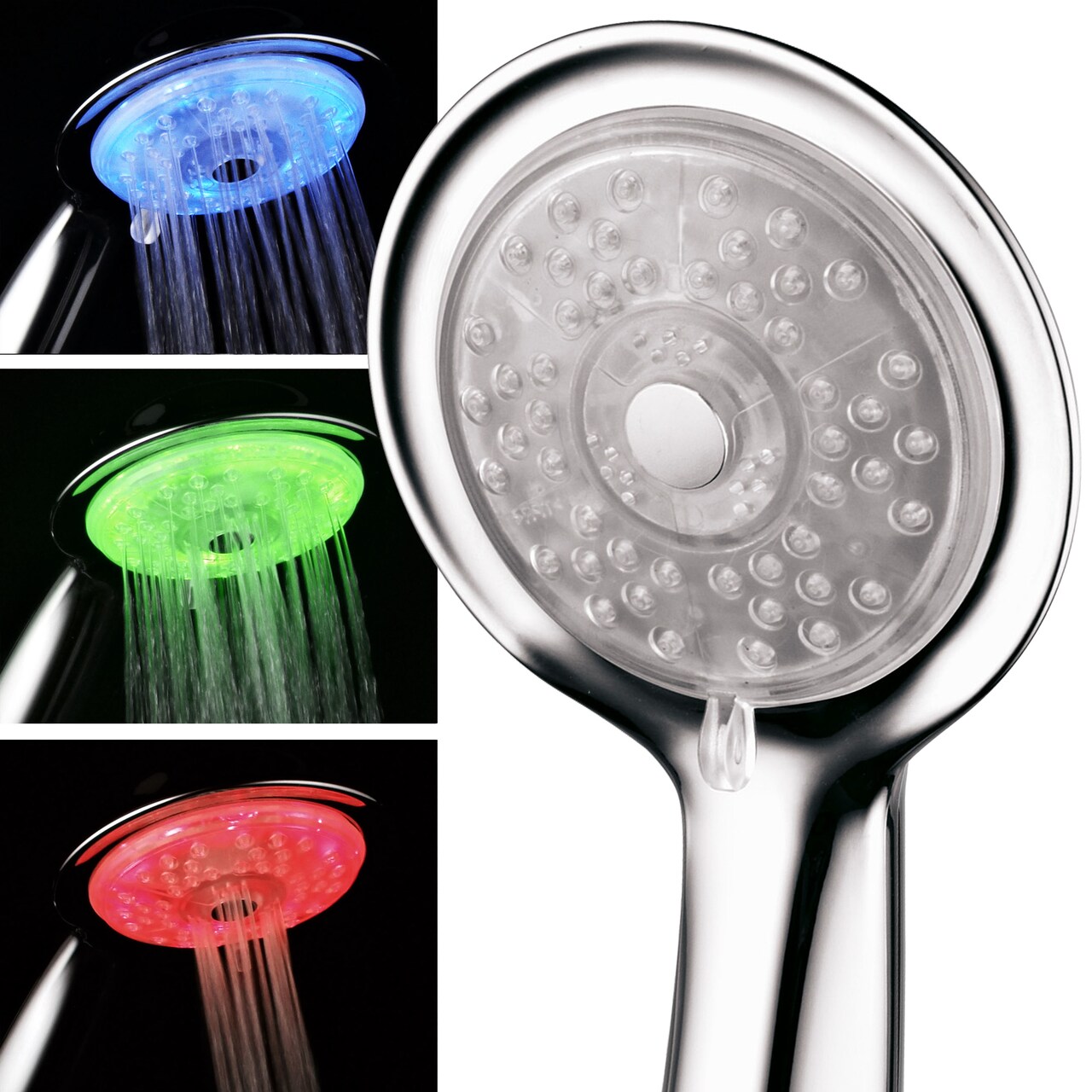 Powerspa Air Turbo 7 Color 4 Setting Led Multi Function Handheld Shower Head